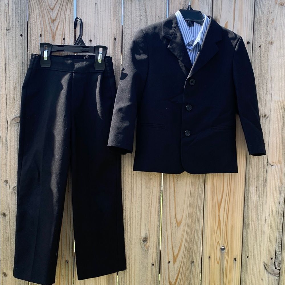 Take 50% OFF- 3pcs Boys Black Jacket with Blue Striped Shirt, Size-5T